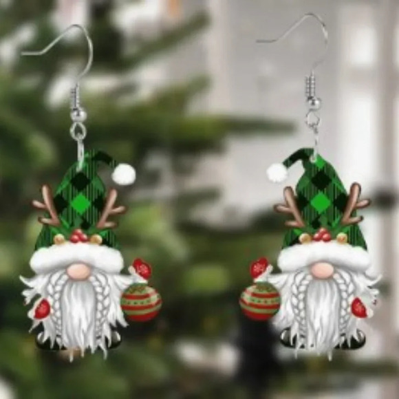Charming Christmas Antler Dwarf Acrylic Earrings - Perfect Holidays Christmas - Picture 1 of 6